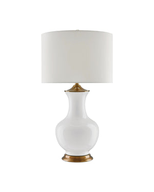 Lilou White Table Lamp In White & Antique Brass
