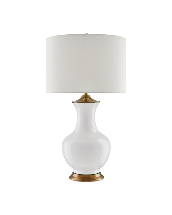 Lilou White Table Lamp In White & Antique Brass
