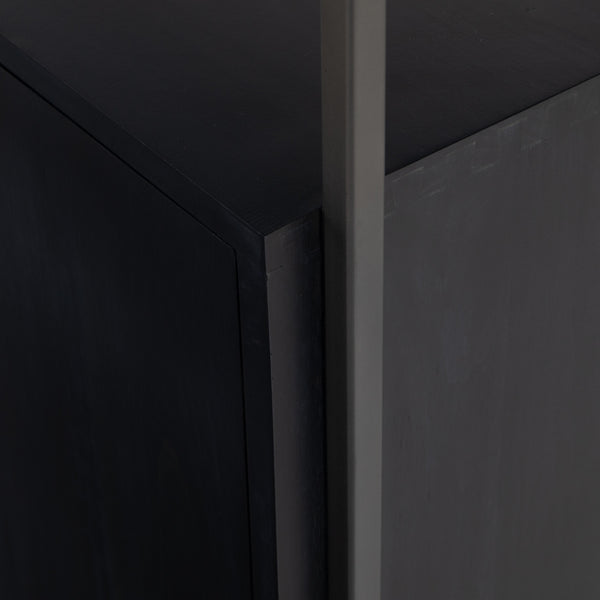 Trey Modular Wide Bookcase In Black Wash
