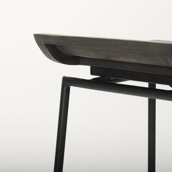 Givens IV 24.25" Seat Height Black Wood Seat Black Frame Stool
