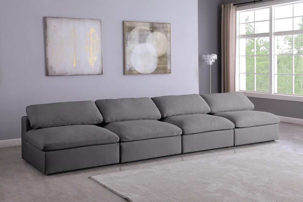 Carmen Cloud Modular Armless Sofa In Grey Linen Fabric