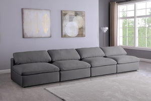 Carmen Cloud Modular Armless Sofa In Grey Linen Fabric