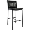 Mayer Counter Stool with Leather & Iron Legs - Jet Black