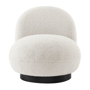 Zolia Faux Shearling Swivel Accent Chair, Shearling Beige