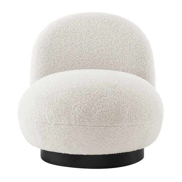 Zolia Faux Shearling Swivel Accent Chair, Shearling Beige