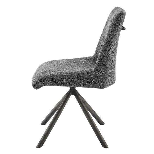 Viona Fabric Swivel Dining Side Chair In Blazer Dark Gray (Set of 2)