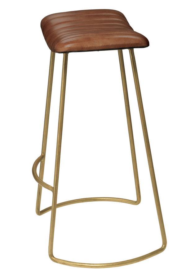 Theo Leather Bar Stool, Brown