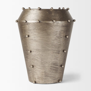 Elio 12.2H Large Champagne Metal W/Studs Vase
