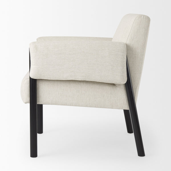 Ashton Beige Twill Fabric w/ Black Wood Accent Chair