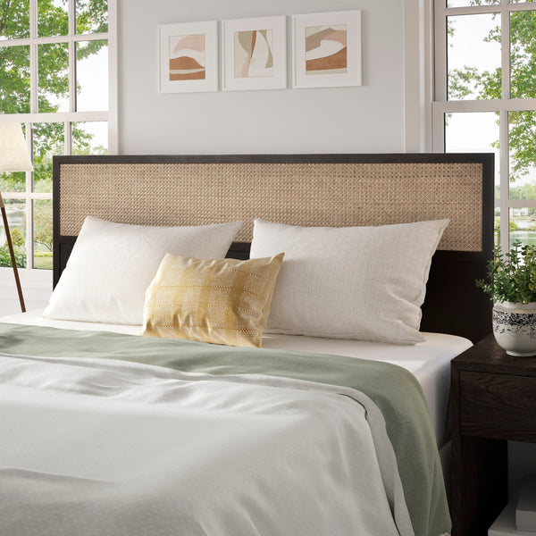 Caine KD Rattan Queen Headboard, Black