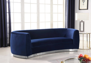 Crystal Sofa In Navy Velvet and Chrome