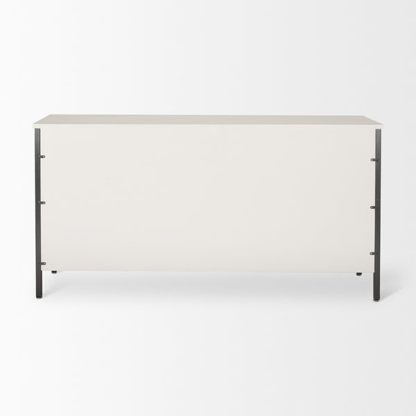 Savannah White Fir Veneer w/ Gray Metal 6-Drawer Sideboard