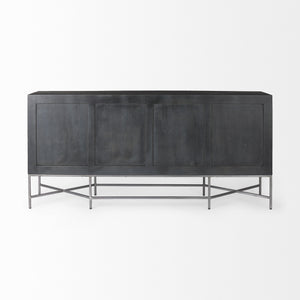 Hogarth I 72x15 Two-Tone Brown Solid Wood Base Silver Frame 4 Cabinet Sideboard