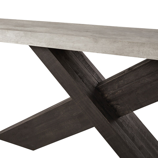 Durant Solid Wood Console Table with Concrete Finish