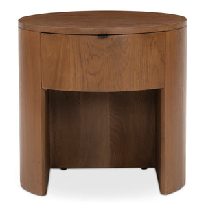 Theo One Drawer Nightstand in Brown Oak