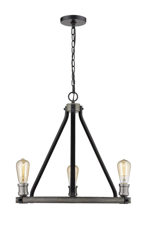 Kirkland 3 Light Chandelier in Ashen Barnboard Finish