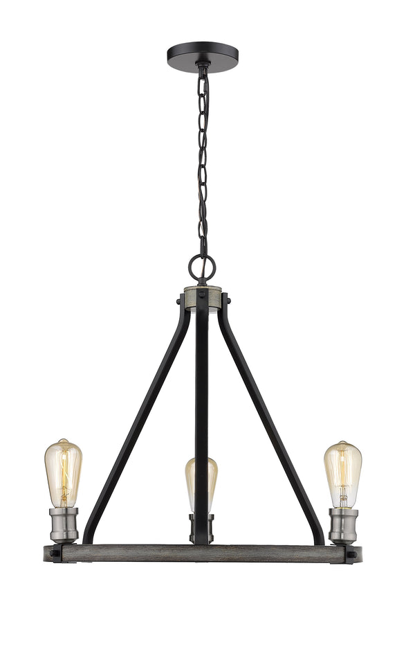 Kirkland 3 Light Chandelier in Ashen Barnboard Finish
