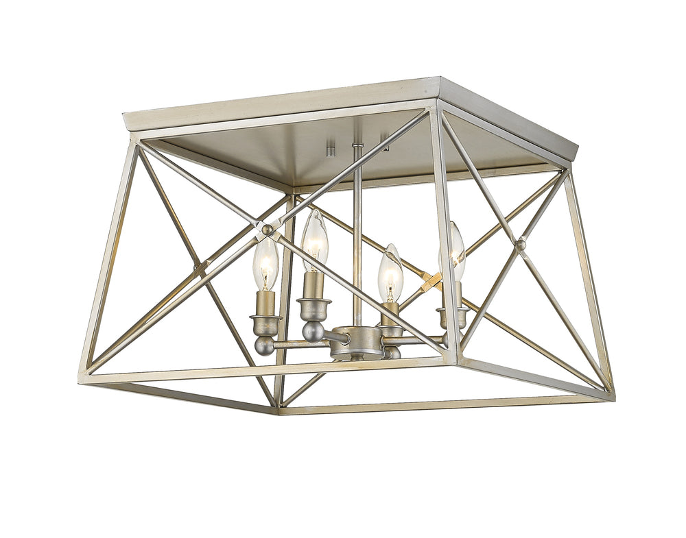Trestle 4 Light Flush Mount in Antique Silver Finish