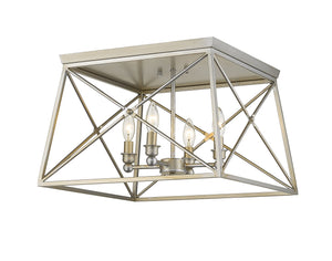 Trestle 4 Light Flush Mount in Antique Silver Finish