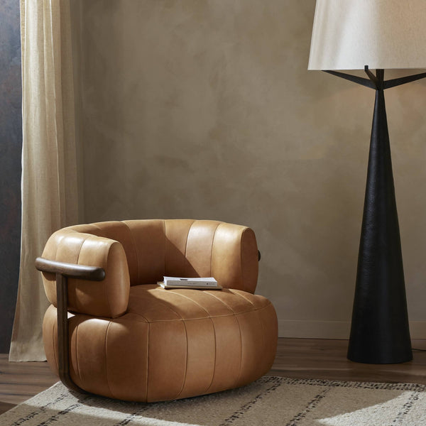Doss Swivel Chair In Terra Brown Oak