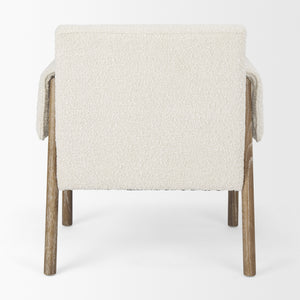Ashton Cream Boucle Fabric w/ Brown Wood Accent Chair