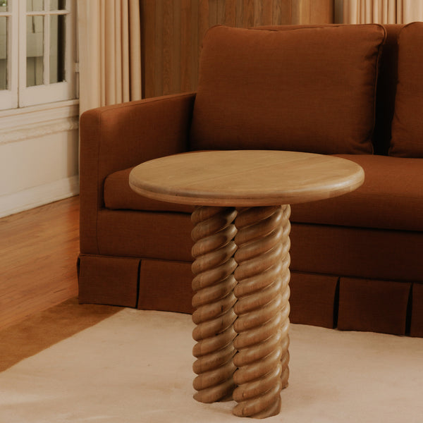 Treccia Side Table with Braided Base in Natural Oak