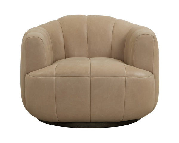 TADEO SWIVEL ARMCHAIR - DARK BROWN - SAHARA SAND LEATHER