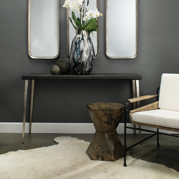 Crown Side Table, Acid Wash Metal