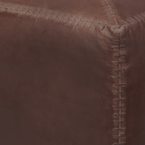 Tobacco Leather Ottoman, Small