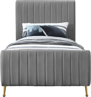 Marcos Twin Bed In Grey Velvet