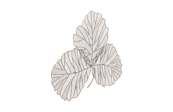Tri Leaf Wall Art, Medium, Metal, Copper/Black