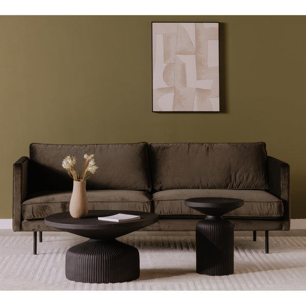 Yoli Coffee Table in Black with Ridged Base