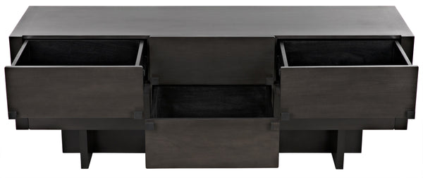 Amidala Mahogany and Veneer Sideboard with Brass Pulls in Two-Tone Pale