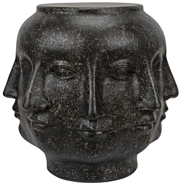 Multi-Face Stool, Black Fiber Cement