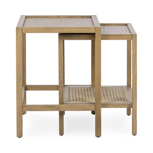 Devin Solid Wood Nesting Accent Tables in Latte Brown