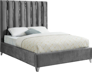 Donnie King Bed In Grey Velvet