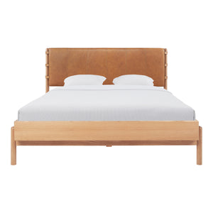 Colby King Bed with Leather Headboard and Oak Legs