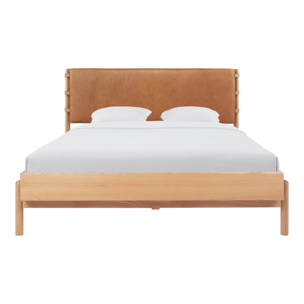 Colby King Bed with Leather Headboard and Oak Legs
