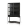 Arelius 36L x 18W x 63H Black-Brown Wood W/ Black Metal Base Display Cabinet
