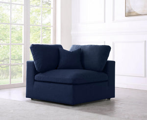 Carmen Cloud Corner Chair In Navy Linen Fabric