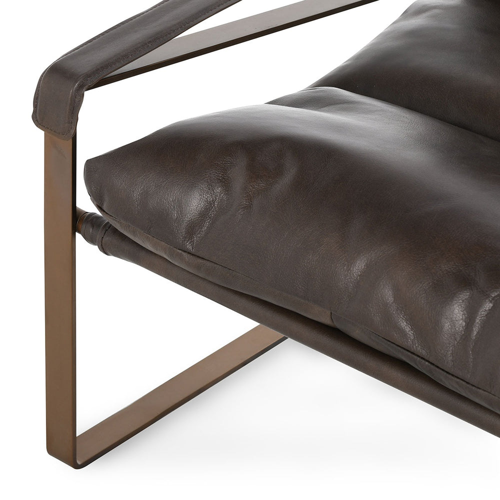 Morgan Leather Accent Chair with Iron Legs - Truffle Brown