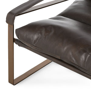 Morgan Leather Accent Chair with Iron Legs - Truffle Brown