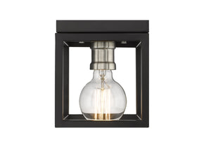 Kube 1 Light Flush Mount in Matte Black + Brushed Nickel Finish