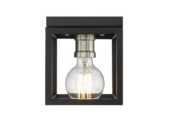 Kube 1 Light Flush Mount in Matte Black + Brushed Nickel Finish