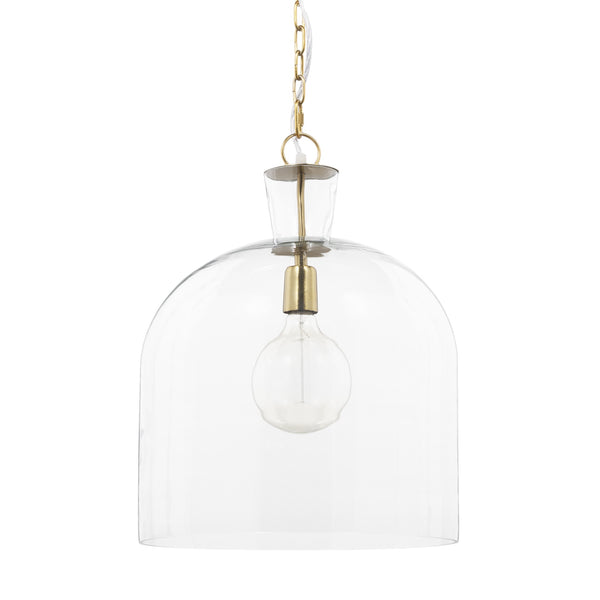 Sadah Large Clear Blown Glass w/ Gold Metal Pendant Light
