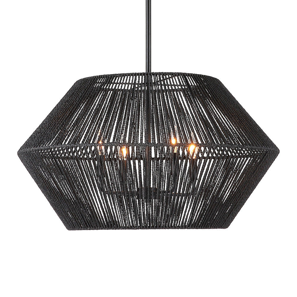 Suva 4 Light Black Rope Pendant