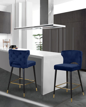 Allan Stool In Navy Velvet
