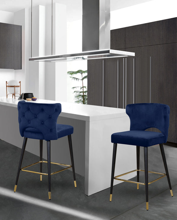 Allan Stool In Navy Velvet