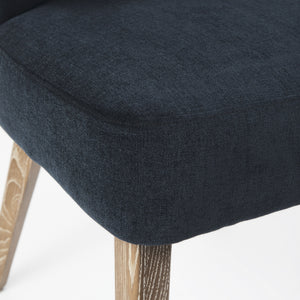 Niles 23.5L x 24.0W x 32.0H Navy Fabric Seat W/ Medium Brown Wooden Legs Wingback Dining Chair
