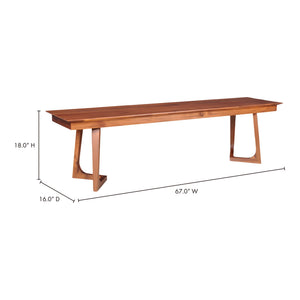 Moe's Godenza Bench in Solid Walnut